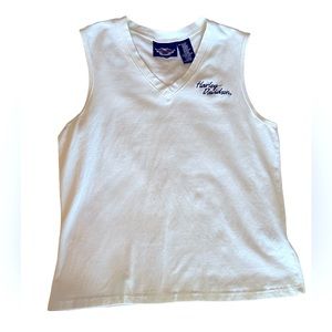 Harley Davidson White V Neck Sleeveless Top